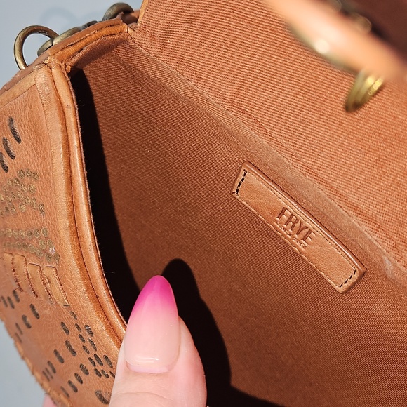 FRYE Vivian Leather Crossbody Mini Bag Light Brown - Picture 12 of 15